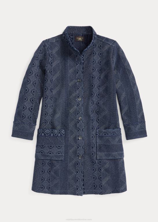 indigo Kvinder Ralph Lauren duster i quiltet bomuldsjersey Z426B3681