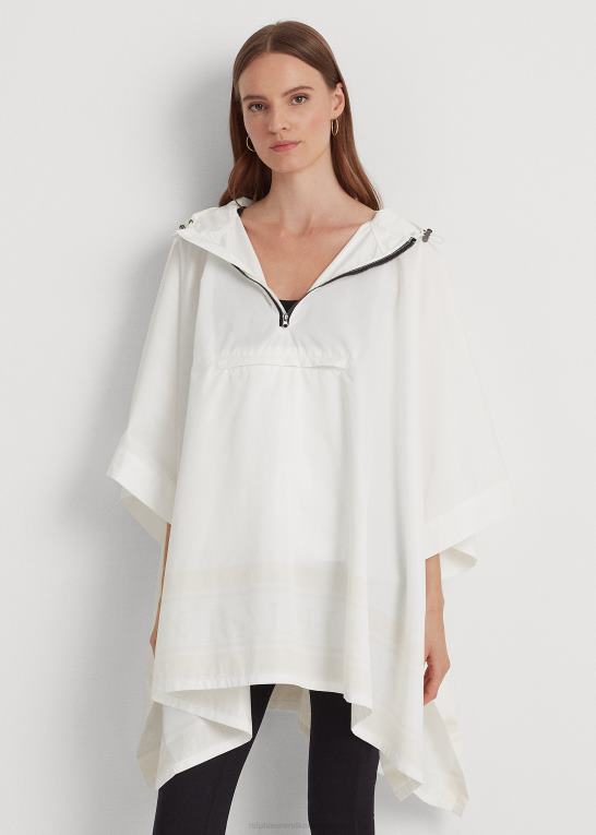 silke hvid Kvinder Ralph Lauren pakkebar regnponcho med logotryk Z426B4119