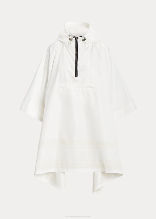 silke hvid Kvinder Ralph Lauren pakkebar regnponcho med logotryk Z426B4119