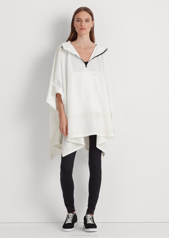 silke hvid Kvinder Ralph Lauren pakkebar regnponcho med logotryk Z426B4119