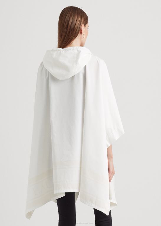 silke hvid Kvinder Ralph Lauren pakkebar regnponcho med logotryk Z426B4119