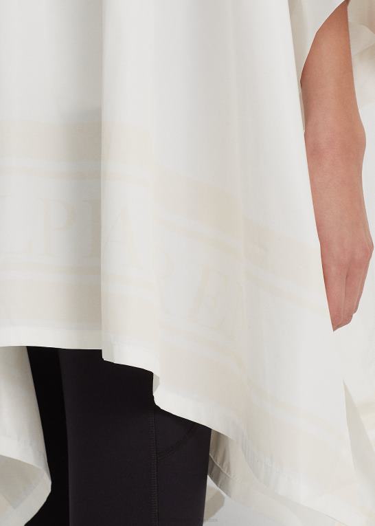 silke hvid Kvinder Ralph Lauren pakkebar regnponcho med logotryk Z426B4119