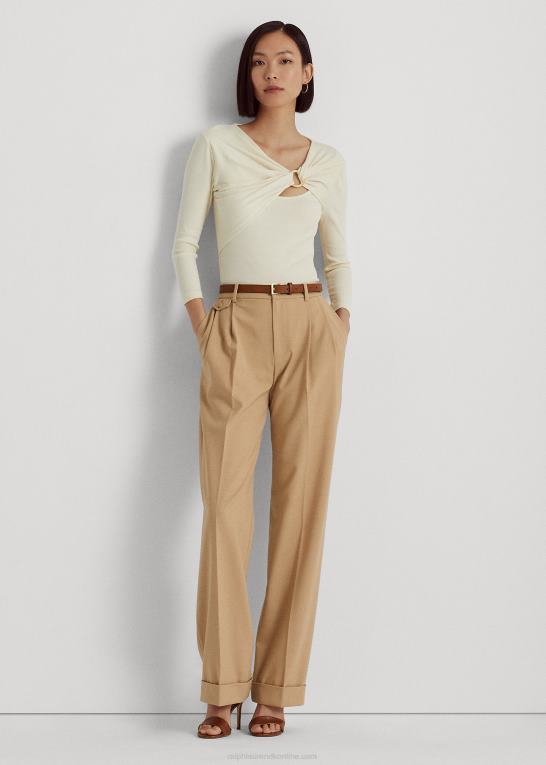 mascarpone creme Kvinder Ralph Lauren ring-front ribstrikket top Z426B4031