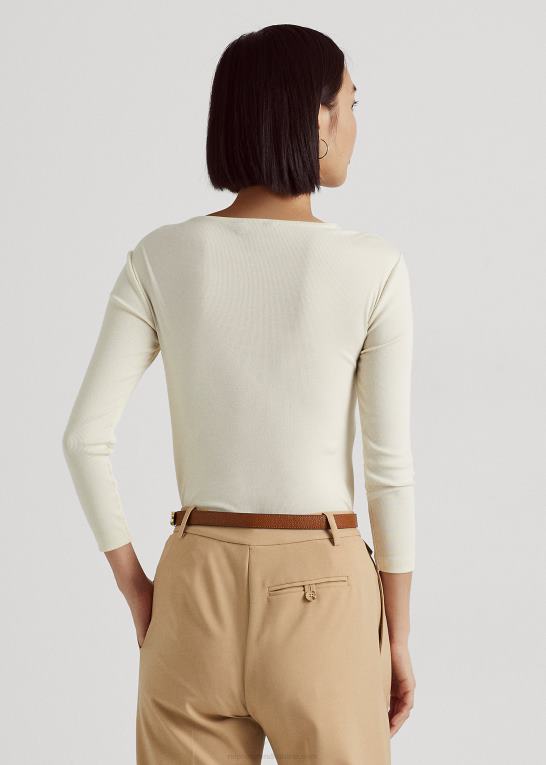 mascarpone creme Kvinder Ralph Lauren ring-front ribstrikket top Z426B4031