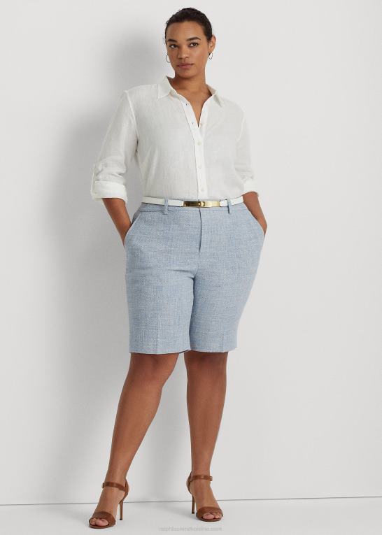 blå/creme multi Kvinder Ralph Lauren linned-blanding kort Z426B4600