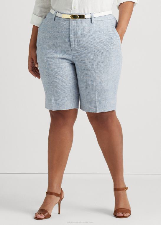 blå/creme multi Kvinder Ralph Lauren linned-blanding kort Z426B4600