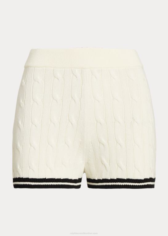 cricket creme/sort Kvinder Ralph Lauren cricket kabelstrikket kort bomuldsblanding Z426B2941