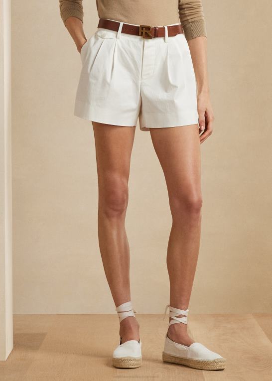 hvid Kvinder Ralph Lauren brennon vasket bomuld kort plisseret Z426B3525