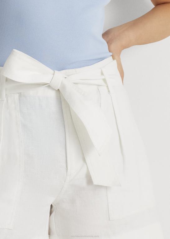 hvid Kvinder Ralph Lauren linned med bælte Z426B4021
