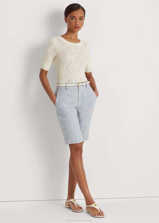lyseblå/cremefarvet multi Kvinder Ralph Lauren linned-blanding kort Z426B9477