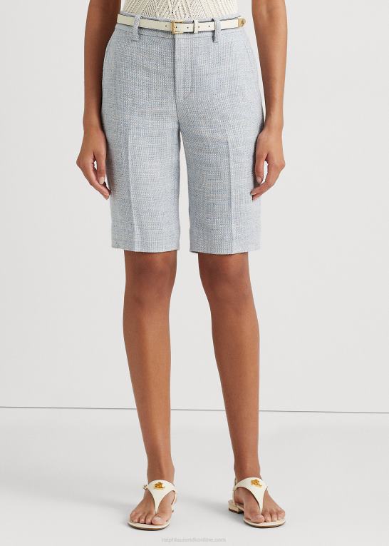 lyseblå/cremefarvet multi Kvinder Ralph Lauren linned-blanding kort Z426B9477