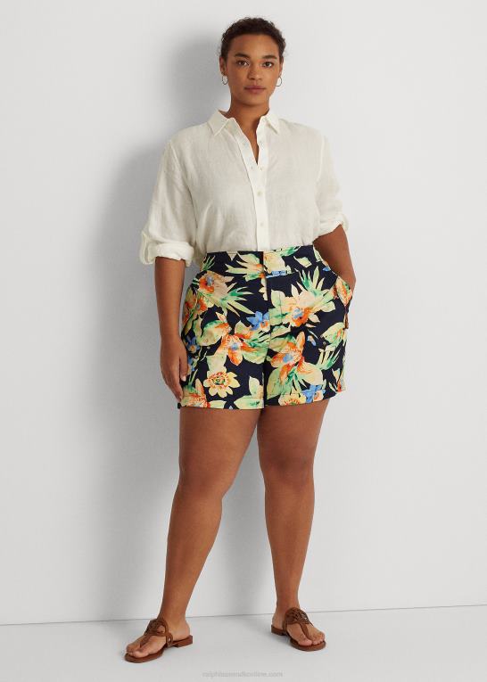 marineblå multi Kvinder Ralph Lauren blomstershantung kort Z426B4794