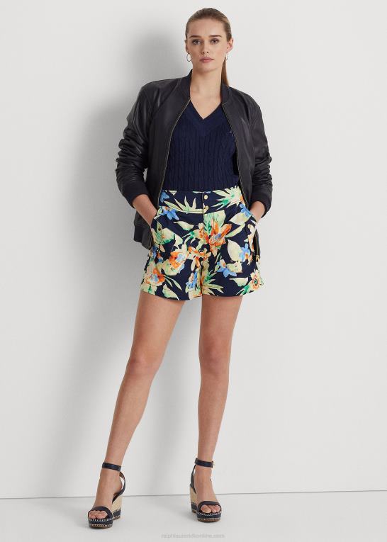 marineblå multi Kvinder Ralph Lauren blomstershantung kort Z426B4874