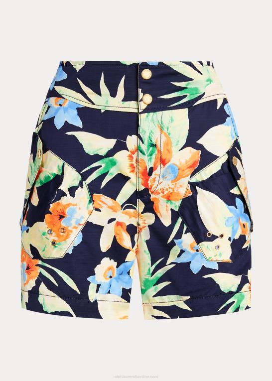 marineblå multi Kvinder Ralph Lauren blomstershantung kort Z426B4874