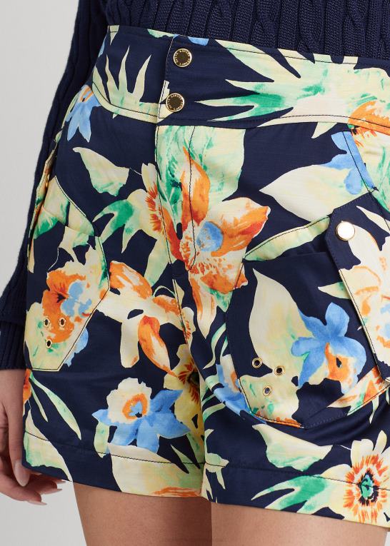 marineblå multi Kvinder Ralph Lauren blomstershantung kort Z426B4874
