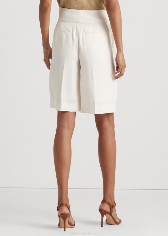 mascarpone creme Kvinder Ralph Lauren plisseret georgette kort med brede ben Z426B4029