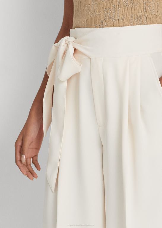 mascarpone creme Kvinder Ralph Lauren plisseret georgette kort med brede ben Z426B4029