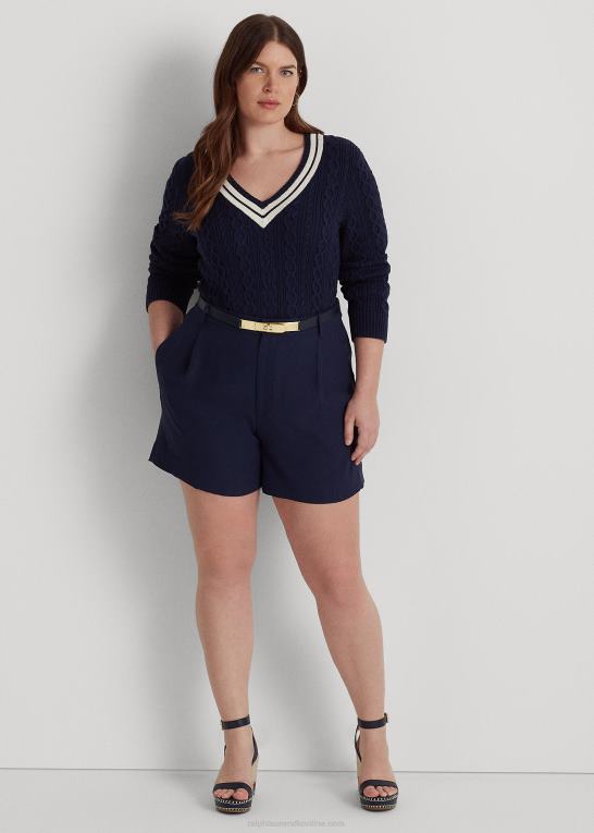 raffineret flåde Kvinder Ralph Lauren plisseret georgette kort Z426B4614