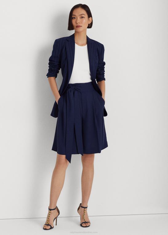 raffineret flåde Kvinder Ralph Lauren plisseret georgette kort med brede ben Z426B4030