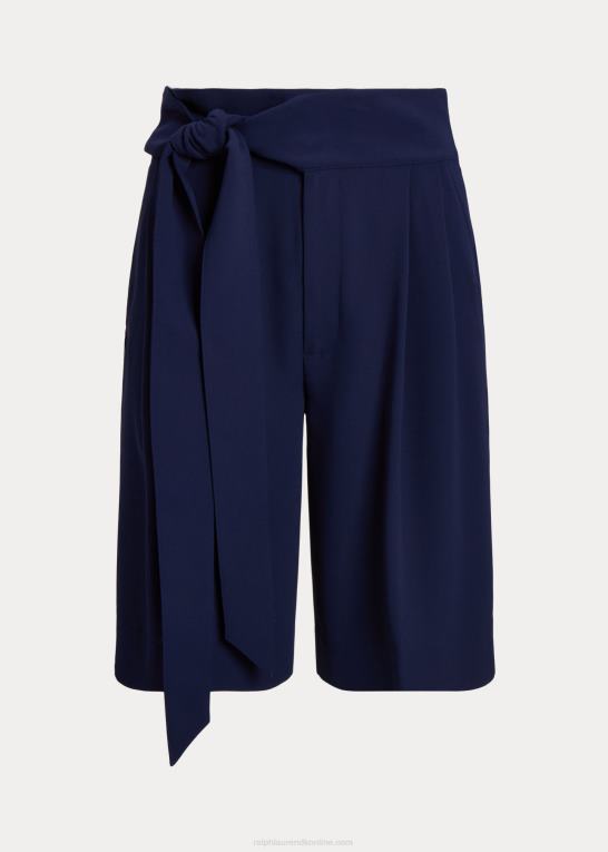 raffineret flåde Kvinder Ralph Lauren plisseret georgette kort med brede ben Z426B4030