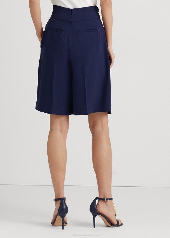 raffineret flåde Kvinder Ralph Lauren plisseret georgette kort med brede ben Z426B4030