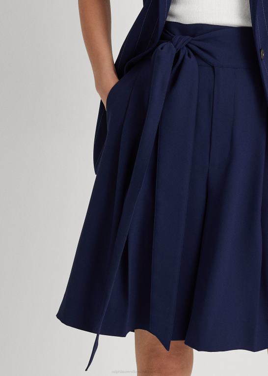 raffineret flåde Kvinder Ralph Lauren plisseret georgette kort med brede ben Z426B4030