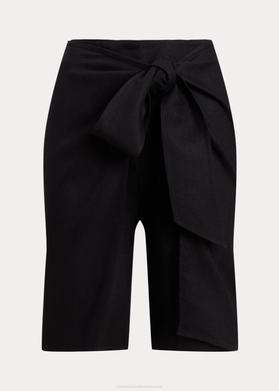 sort Kvinder Ralph Lauren binde-front linned-blanding twill kort Z426B3935
