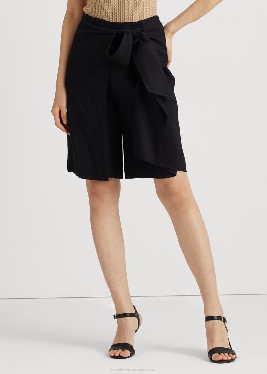 sort Kvinder Ralph Lauren binde-front linned-blanding twill kort Z426B3935