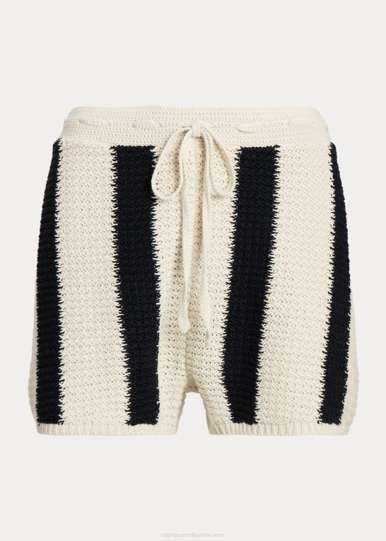 sort/creme Kvinder Ralph Lauren stribet snoretræk i bomuld og hør Z426B2948