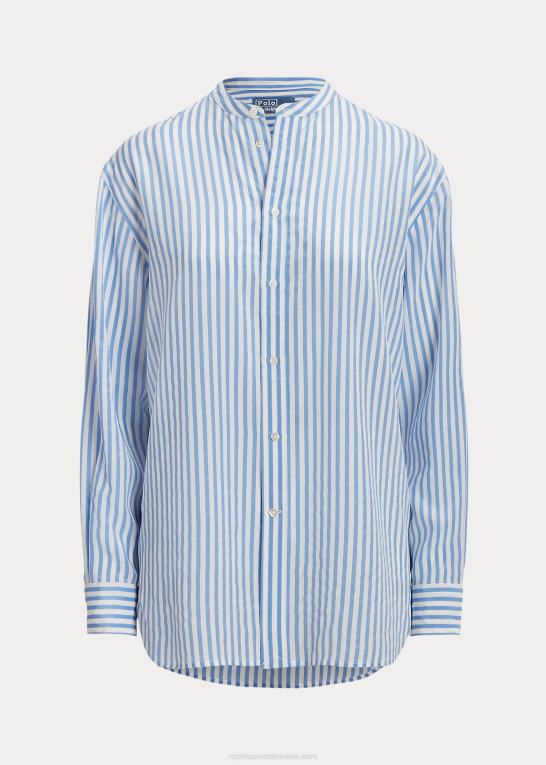 1345 hvid/blå Kvinder Ralph Lauren stribet silkeskjorte med afslappet pasform Z426B3212