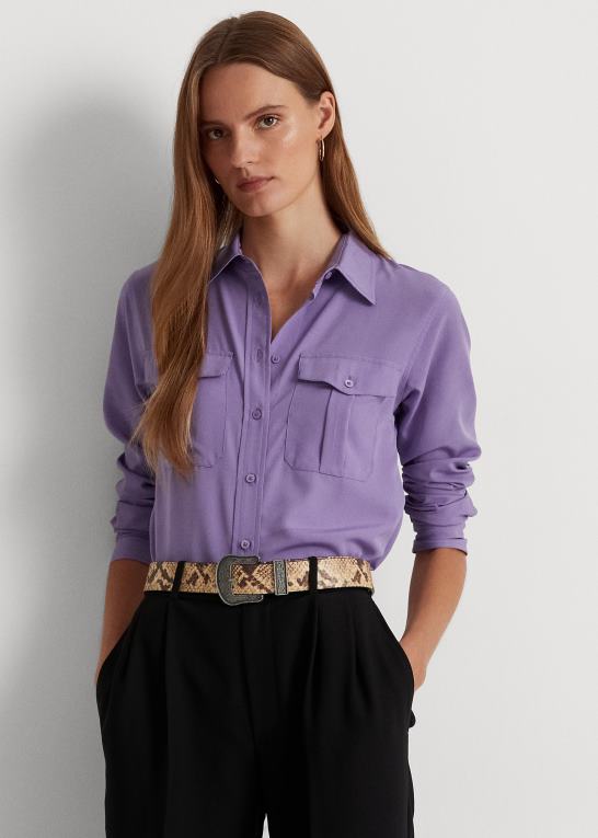 Kvinder Ralph Lauren crepe skjorte Z426B4877