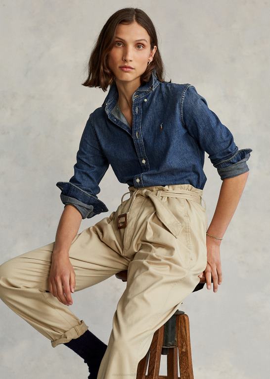 Kvinder Ralph Lauren custom fit denim skjorte Z426B4754