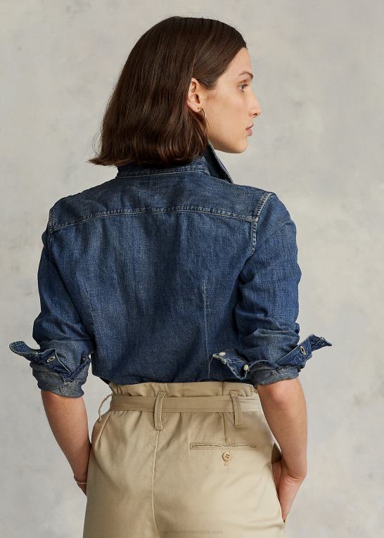 Kvinder Ralph Lauren custom fit denim skjorte Z426B4754