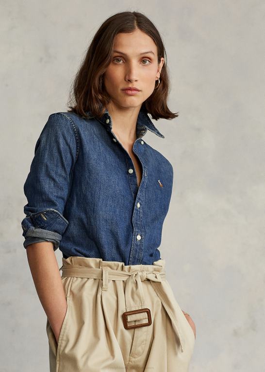 Kvinder Ralph Lauren custom fit denim skjorte Z426B4754