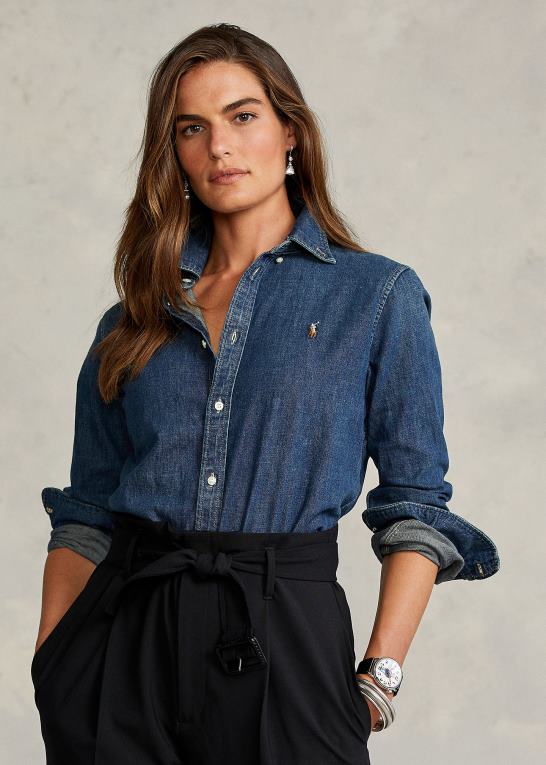Kvinder Ralph Lauren custom fit denim skjorte Z426B4754