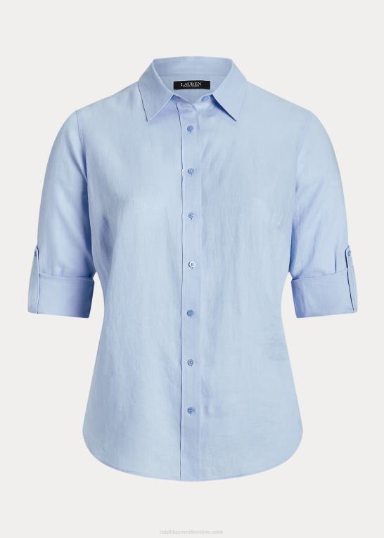 Kvinder Ralph Lauren linned rulle skjorte med tabsærmer Z426B4644