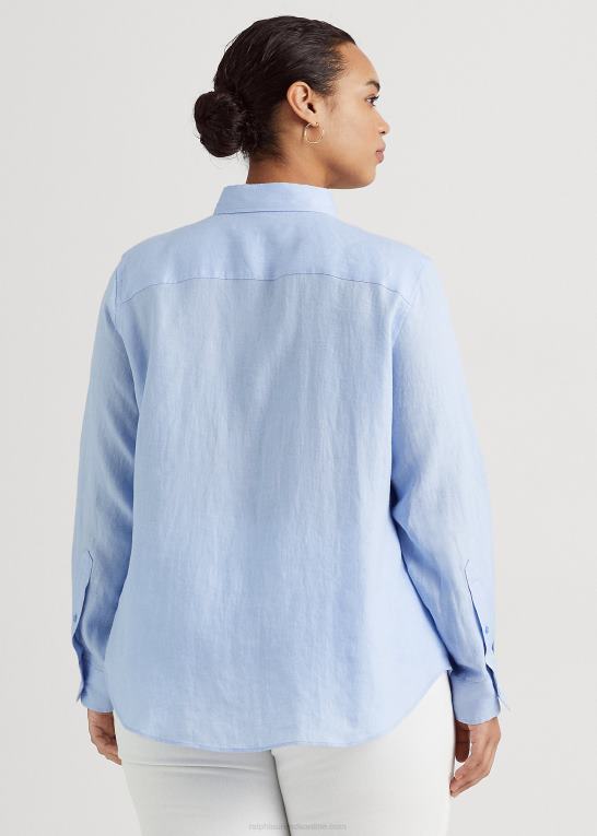 Kvinder Ralph Lauren linned rulle skjorte med tabsærmer Z426B4644