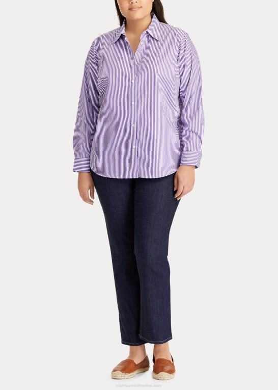 Kvinder Ralph Lauren nem pleje stribet bomuldsskjorte Z426B4740