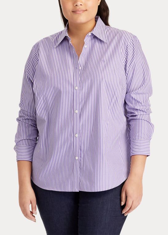 Kvinder Ralph Lauren nem pleje stribet bomuldsskjorte Z426B4740