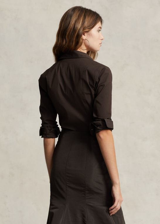 antik brun Kvinder Ralph Lauren brugsskjorte i bomuldsblanding Z426B3170