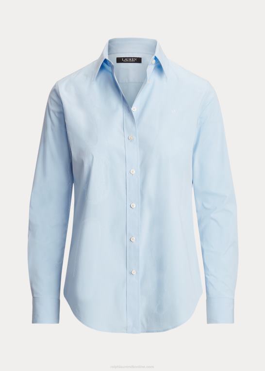 blå Kvinder Ralph Lauren letplejet bomuldsskjorte i stretch Z426B4233