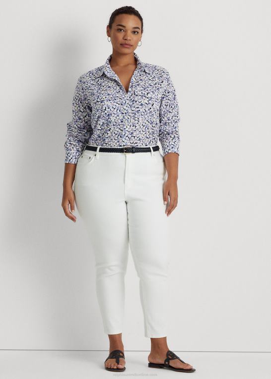 blå/creme/pink Kvinder Ralph Lauren blomstret voileskjorte i bomuld Z426B4618