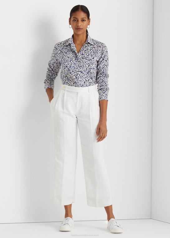 blå/creme/pink Kvinder Ralph Lauren blomstret voileskjorte i bomuld Z426B4838