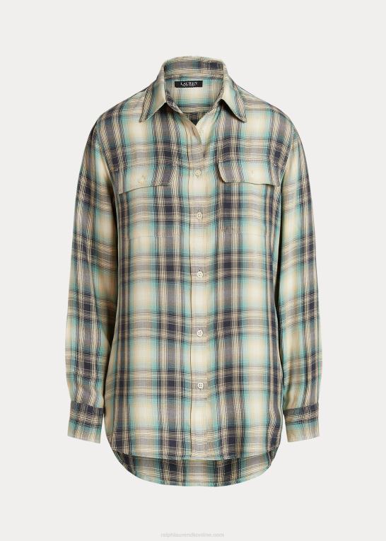 blå/grøn multi Kvinder Ralph Lauren oversize plaid twill skjorte Z426B4881