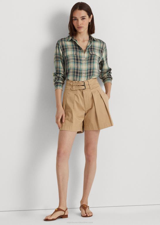 blå/grøn multi Kvinder Ralph Lauren oversize plaid twill skjorte Z426B9523