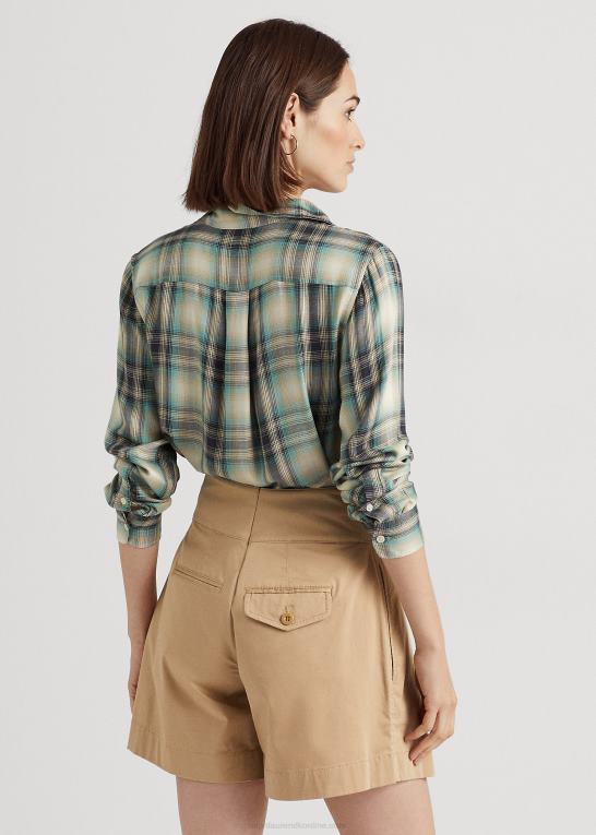 blå/grøn multi Kvinder Ralph Lauren oversize plaid twill skjorte Z426B9523