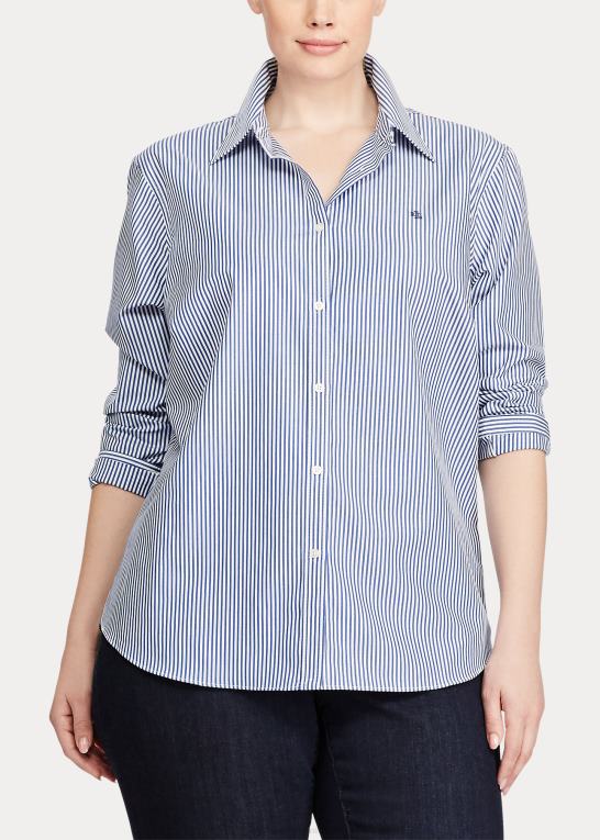 blå/hvid Kvinder Ralph Lauren oxford skjorte i bomuld Z426B4736
