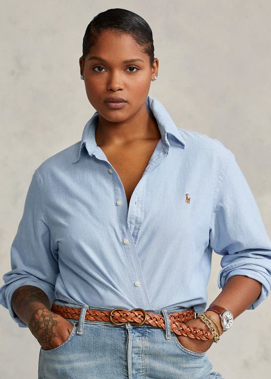 blå hyacint Kvinder Ralph Lauren klassisk pasform oxford skjorte Z426B3348