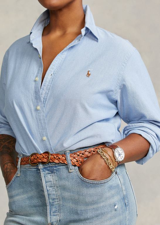 blå hyacint Kvinder Ralph Lauren klassisk pasform oxford skjorte Z426B3348