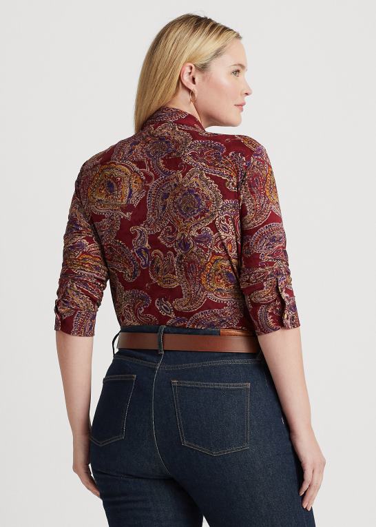 bordeaux multi Kvinder Ralph Lauren paisley stretch jersey skjorte Z426B4494